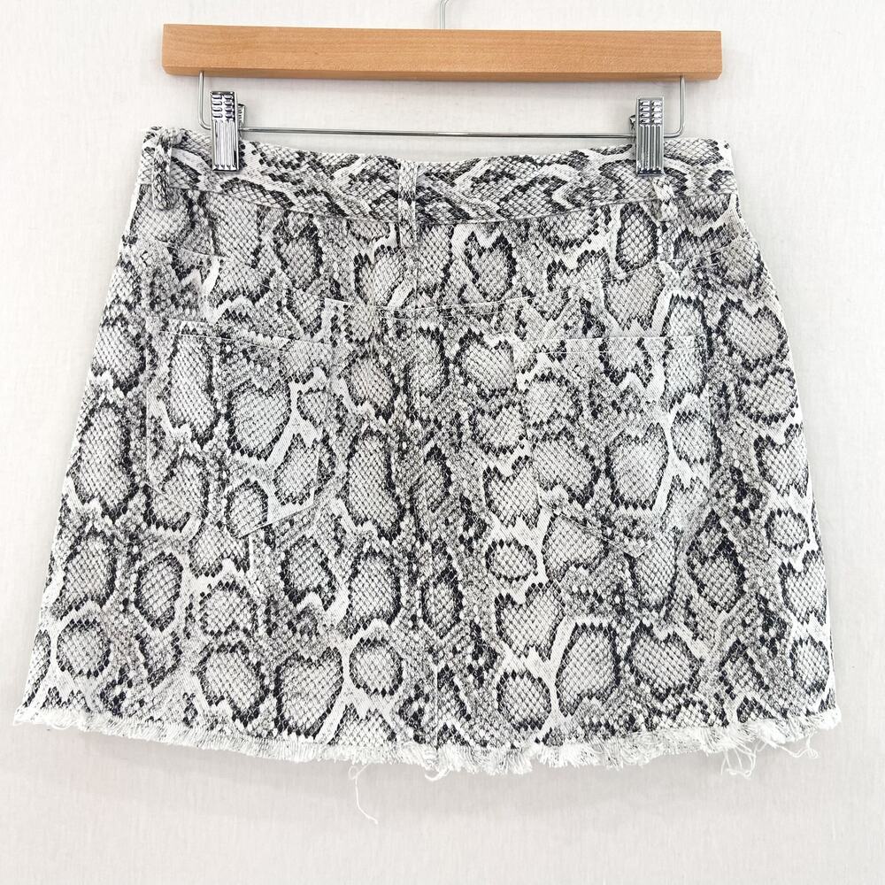 The Impeccable Pig Women's Snake Print Denim Skirt sz Medium Neutral Black White - Picture 7 of 7